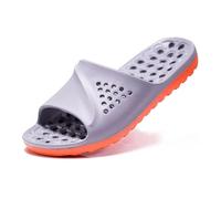LHSJYG Pantuflas Invierno Homem Chanclas informales antideslizantes for hombre, sandalias de masaje de verano for baño y playa(Gray Orange,42)