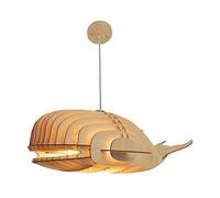 LHTCZZB Montado creativa de la lámpara de madera en forma de ballena grande de techo de la lámpara pendiente de una sola cabeza E27 altura ajustable Lámpara colgante Salón Comedor pendiente de la luz