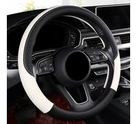 Lhuayeu Funda de Volante para Coche para Smart 451 453, Funda Volante Coche de Cuero de Microfibra Antideslizante, 37-39cm,C/White