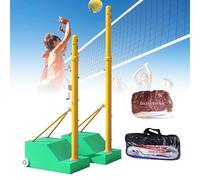 LHUITUI Red Móvil con Postes Y Bádminton, Poste Y Marco De Red De Bádminton, Soporte para Red De Bádminton, Apretar Y Aflojar La Red, Acero + Red PE, para Cancha Playa Entrada Green