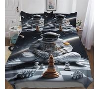LHXLHXX Juego de cama de ajedrez Universo, funda nórdica 3D para niñas y niños, juego de 3 piezas, funda nórdica con funda de almohada de microfibra, funda nórdica doble (200 x 200 cm)