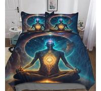 LHXLHXX Juego de ropa de cama con diseño 3D del universo Zen esotérico, 3 piezas, microfibra, funda nórdica con funda de almohada para adultos, adolescentes, niños, King (220 x 240 cm)