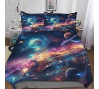 LHXLHXX Juego de ropa de cama de microfibra con diseño de universo colorido, 3 piezas, con fundas de almohada, para adultos, adolescentes, niños, fundas nórdicas King (220 x 240 cm)