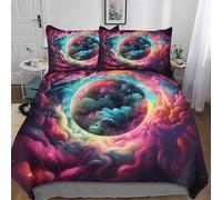 LHXLHXX Juego de ropa de cama de microfibra con diseño de universo colorido, 3 piezas, con fundas de almohada, para adultos, adolescentes, niños, fundas nórdicas King (220 x 240 cm)