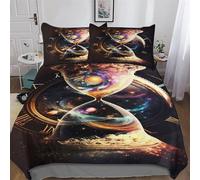 LHXLHXX Juego de ropa de cama de Universo del Tiempo, funda nórdica de 2 piezas, microfibra, funda nórdica con funda de almohada, para niños y niñas, funda nórdica individual (135 x 200 cm)