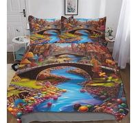 LHXLHXX Juego de ropa de cama Paradies para niños y niñas, transpirable, microfibra, funda nórdica con cremallera y funda de almohada individual (135 x 200 cm)