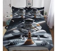LHXLHXX Juego de ropa de cama suave de ajedrez universo, 3 piezas, funda nórdica con funda de almohada de microfibra, funda nórdica para niños y niñas King (220 x 240 cm)