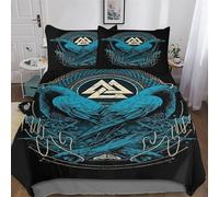 LHXLHXX Juego de ropa de cama y funda de almohada de Vikingo, funda nórdica de microfibra, juego de 2 piezas, agradable funda nórdica individual (135 x 200 cm)