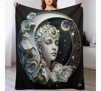 LHXLHXX Manta con diseño de luna y dios, manta gruesa para sofá, manta de forro polar, manta de franela para sofá, 130 x 150 cm