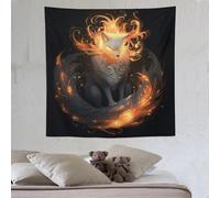 LHXLHXX Nine Tailed Fox Tapicería para pared de tela de poliéster, decoración para el hogar, dormitorio, sala de estar, dormitorio de niños, 60 x 60 pulgadas