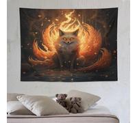 LHXLHXX Nine Tailed Fox Tapiz de pared colgante para sala de estar, dormitorio, dormitorio, decoración para colgar en la pared de tela 60 x 80 pulgadas