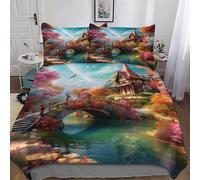LHXLHXX Paradies Juego de ropa de cama de 2 piezas, funda nórdica y funda de almohada, para dormitorio infantil y niña, microfibra, juego de cama individual (135 x 200 cm)