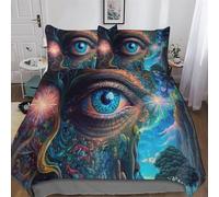 LHXLHXX Ropa de cama con diseño de tercer ojo, ropa de cama cómoda, funda nórdica de microfibra, para niños y niñas, funda nórdica de 3 piezas + funda de almohada King (220 x 240 cm)