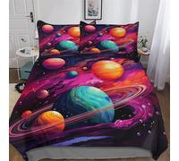 LHXLHXX Ropa de cama con diseño de universo colorido, funda nórdica de microfibra, funda nórdica de 3 piezas para adultos y niños, funda nórdica + funda de almohada King (220 x 240 cm)