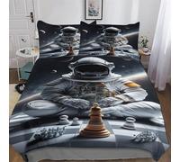 LHXLHXX Ropa de cama con diseño de universo de ajedrez en 3D, funda nórdica para niños y niñas, 2 piezas, funda nórdica de microfibra transpirable con funda de almohada individual (135 x 200 cm)