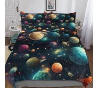 LHXLHXX Ropa de cama de universo colorido, funda nórdica agradable, funda nórdica de microfibra, funda nórdica de 3 piezas + funda de almohada doble (200 x 200 cm)