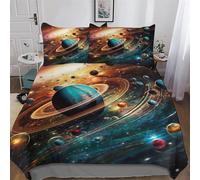 LHXLHXX Ropa de cama de universo colorido, fundas nórdicas de microfibra transpirable, juego de 2 piezas con funda de almohada individual (135 x 200 cm)
