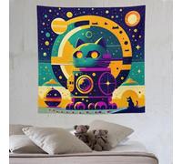 LHXLHXX Space Color Gato Tapiz Pared Colgada, Tapices Desechables Para Salón, Decoración Interior, Decoración Decoración De Pared Para Dormitorio 150 × 150 cm