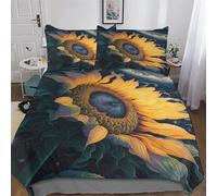 LHXLHXX Sunflower Universo 3D Juego de ropa de cama de 3 piezas, muy suave, incluye funda nórdica y fundas de almohada, cómoda funda de edredón doble (200 x 200 cm)