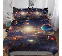 LHXLHXX Universo colorido Bedding Juego de ropa de cama de 2 piezas con funda de almohada en 3D, microfibra, ropa de cama para adultos y niños (135 x 200 cm)