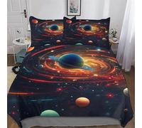 LHXLHXX Universo colorido ropa de cama de 2 piezas, funda nórdica de microfibra suave con funda de almohada, para niños y niñas, funda nórdica individual (135 x 200 cm)