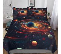 LHXLHXX Universo colorido ropa de cama de microfibra agradable ropa de cama de 3 piezas - suave funda nórdica con fundas de almohada doble (200 x 200 cm)