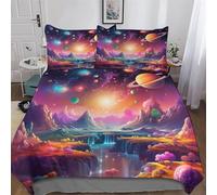 LHXLHXX Universo Planet Ropa de cama agradable, funda nórdica de microfibra, para adultos y niños, 3 piezas, funda nórdica + funda de almohada doble (200 x 200 cm)