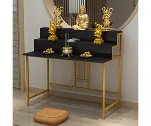 LHXLSH Mesa De Altar Personal De Santuario, Mesa De Altar Independiente, Mesa De Puja De 3 Niveles, Guanyin Y Guan Gong, Mesa De Incienso(Black,100 * 66cm/39.4 * 26in)