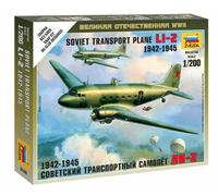 Li-2 Soviet Transport Avión WWII Plástico Kit 1:200 Modelo Zvezda