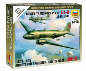 Li-2 Soviet Transport Avión WWII Plástico Kit 1:200 Modelo Zvezda