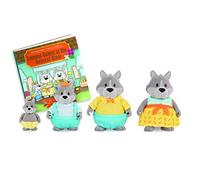 Li’l Woodzeez Familia de Lobos GrayPaws con Libro de Cuentos, Familia Wolf