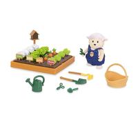 Li’l Woodzeez Juego de jardín con huerto y Figura de Oveja | Juego de jardín de 31 piezas con huerto, verduras, herramientas, cesta y casita para pájaros, 3 años y +