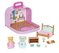 Li’l Woodzeez - Lil Woodzeez - Portable Dollhouse Playset - Bedroom & Mini Furniture - Animal Figurines - Kids 3 Years + - Travel Suitcase Bedroom Playset - Deluxe