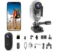 Li&Lu Cámara de acción con pulgar 4K, cámaras de video deportivas y de acción portátiles para ciclismo, motocicleta (con tarjeta 64G, negro)
