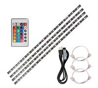 Li-xada - Tira de luces LED USB (4 x 50 cm, flexible, con mini mando a distancia, para TV y ordenador)