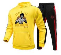 Li Xiaolong Dragon Tracksuit Set Kung Fu Arte Marcial Li Xiaolong Dragon 3D Impreso Sudadera con Capucha y pantalón de chándal Set de Dos Piezas para Hombres Mujeres