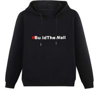 LI XIAOYA Build The Wall Funny Hoody Unisex Ptinted Hoodies Long Sleeve Men's Hooded with Pocket Black L