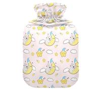 LI ZHI XIN Bolsa de agua caliente de PVC con funda de terciopelo, 1 L, 2 L, pequeña, mediana, koala, estrella, luna, nube