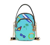 LI ZHI XIN Bolso bandolera para mujer y niña, con correa de cadena, 3 bolsillos, de piel negra, para playa, tabla de surf, anillo de natación