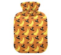LI ZHI XIN Botella de agua caliente de PVC con funda de terciopelo, 1 L, 2 L, pequeña, mediana, Halloween, mago, luna, estrella