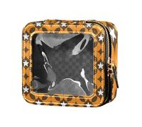 LI ZHI XIN Neceser de maquillaje de piel transparente pequeña con doble cremallera, organizador de almacenamiento con patrón de luna y estrella, multicolor, L'13cm * W'12cm * H'5.5cm（5.1*4.7*2.2 in