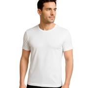 Liabel 2 piezas Camiseta Hombre Cálida 100% Algodón Gasa, Camiseta de Algodón Felpato Cuello Redondo o Cuello en V, Camisetas Íntimas de Invierno para Hombre Antialérgicas, M