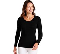 Liabel - Camiseta de algodón cálido para mujer (Paquete de 2) - Camisas de mujer para invierno de manga larga o corta, color blanco o negro, talla S-XL, M