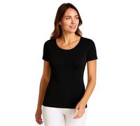Liabel - Camiseta de algodón cálido para mujer (Paquete de 2) - Camisas de mujer para invierno de manga larga o corta, blancas o negras, tallas S-XL, XL