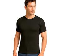Liabel - Camiseta para hombre de algodón 100% cálido y afelpado, cuello redondo o cuello en V, hipoalergénicas, 2pcs Gargantilla - Negro, XL