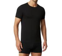 Liabel - Camiseta térmica para hombre, manga corta, 1 o 3 camisetas interiores de algodón cálido 100% Interlock, cuello redondo o cuello en punta, blanco o negro, Gargantilla negra, XL