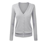 liaddkv Chaqueta de punto para mujer, cuello en V, elegante, monocolor, corto, abrigo de punto, suéter de otoño, invierno, suéter de punto con botón, cárdigan de punto fino para mujer, azul, chaqueta