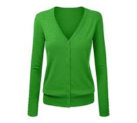liaddkv Chaqueta de punto para mujer, cuello en V, elegante, monocolor, corto, abrigo de punto, suéter de otoño, invierno, suéter de punto con botón, cárdigan de punto fino para mujer, azul, chaqueta