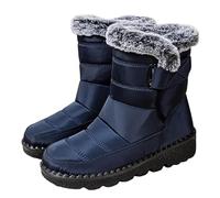 liaddkv Zapatos de senderismo planos para mujer, botas de felpa cálidas, botas de plataforma a prueba de viento con regalos para mamá y amigos, zapatos de mujer 38, azul, 43 EU