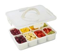 LIAILA Snack Box con tapa y asa, material PP mejorado, apta para lavavajillas. Caja de snacks con 8 compartimentos para organizar snacks, dulces, galletas, frutos secos y mucho más